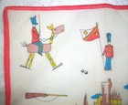 Vintage Medieval Castle Marching Toy Horses Soldiers Childs Handkerchief