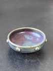 China Porcelain Brush Washer Yuan Jun Ware Drum Shaped Nail Ceramic Dish                 