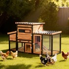 Outdoor Wooden Rabbit Hutch Hen House - Chicken Coop Run  With Nesting Box
