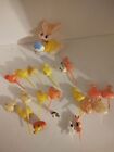 Plastic Chicks Chicken Rabbit Cupcake Cake Picks Toppers Pink Yellow Mix Lot