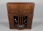 1940 s Art Deco Radio Console Repurposed Into Custom Dry wine Bar With Soundbar
