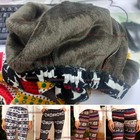 Women Winter Warm Fleece Xmas Snowflake reindeer Knitted Leggings Stretch Pants