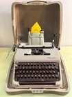 Gray Olympia Sm3 Typewriter     Chocolate Keys     W cleaning Kit   Case     Tested