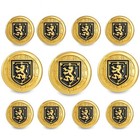 Metal Blazer Buttons Set - Rampant Lion Black Shield - Gold Or Silver