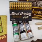 Vintage Custom Speedball Linocut Linoleum Block Printing Kit     Books  Tools  Ink