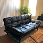 New 72  Memory Foam Futon Sofa Bed Faux Leather Convertible Couch Sleeper Black