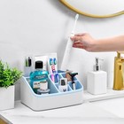 6-slot Toothbrush Holder-blue Plastic Bathroom Organizer For Countertop   Vanity