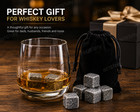 Whiskey Stones Gift Set For Men     Reusable Ice Cubes For Bourbon Scotch Drinks