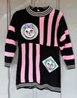 Sister Be Cool Girls L 14 Acrylic Knit Pullover Sweater Striped Cat Patchwork