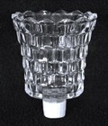 Pair Of Homco  Block Optic   Cubist Peg Votive Candle Holders Clear Glass