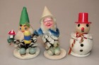 Lot Vintage Pinecone Spun Cotton Santa Snowman Christmas Ornaments Japan