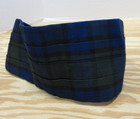 Vintage Cummerbund Men Medium Blue Wool Black Watch Tartan Plaid Pleated Formal
