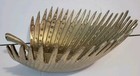 Large Metal Gold Tone Palm Leaf Bowl Centerpiece Brutalist 