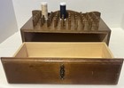 Vintage Footed Wood Thread  Bobbin Organizer Sewing Box  Drawer Holds 50 Spools