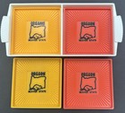 Vintage Oregon Beaver State Plastic Square Coaster Set Orange Yellow Usa