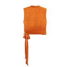 Women s Top 2026 Spring New Style Orange Sleeveless Satin Texture Long Ribbon To