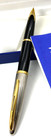 Waterman Carene Deluxe Gt Silver 23k Gold   Black Lacquer M Medium 18k Nib Pen
