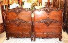 French Antique Carved Mahogany   Louis Xv Pair Of Twin Size Bed