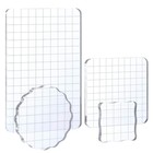 Large Acrylic Stamp Block Set - Clear Stamping Tools With Grid Lines For Crafts 