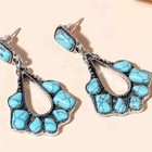Boho 925 Sterling Silver Vintage Tibetan Tibet Turquoise Dangle Stud Earrings