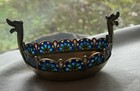 Antique Sterling David Andersen Plique-a-jour Viking Ship Salt Cellar