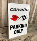 Chevrolet Corvette Parking Only Embossed Metal Tin Sign 12  Vintage Garage New