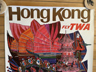 Original Vintage Poster Hong Kong Fly Twa Jets Airline Travel David Klein 1960s