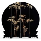 Us Seller - Black Lacquer Mother Of Pearl Chinese Round Floor Screen