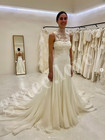 Mermaid Wedding Dress Backless Sleeveless High Neck Lace Sweep Train Bridal Gown