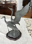 Vtg Flying Egret Crane Geese Bird Bronze Brass Metal Art Statue Sculpture 15 