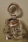 Antique Cut Glass Inkwell Silver On Lid