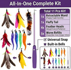 11 Pcs Interactive Cat Toys Retractable Wand Toy Feather Toy Refills Indoor Cat