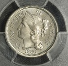 1886 Pcgs Pr-65 Cac Nickel Three Cent Pieces