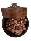 Vintage Wooden Jewelry Box Folk Art Ethnic Wood Metal Lid Rustic Decor 