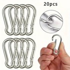 20pcs Aluminum Carabiner D Shape Buckle Pack Spring Snap Keychain Clip Hook