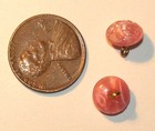 Vintage 12 Etched Fancy Relief Glass Button Buttons Bead     9mm     Pink  Blue  Red