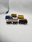 Wooden Train Lot X5 Engine   3 Cargo Cars - Works W  Thomas Friends Railway Brio