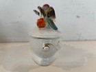 Vintage Possibly Antique Porcelain Vanity Box With Figural Bird Decorations