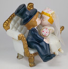 Vintage 1970 Wilton Inc  Bride And Groom Cake Topper  Hand Painted 