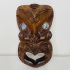 Hand Carved Koruru Kauri Wood Tribal Maori New Zealand Tiki Mask Paua Shell Eyes