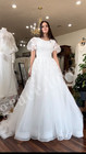 Gorgeous Wedding Dresses Short Puff Sleeves Flower Appliques A Line Bridal Gowns