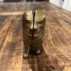 Antique Cast Iron Standing Lion Money Coin Bank Original Gold  Paint