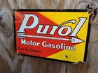 Vintage Pure Oil Porcelain Sign Old Purol Motor Lube Gasoline Cities Gas Co 12 