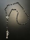Santa Muerte Rosary   Black Wood Beads  Rose Scented  handmade    Free Shipping 