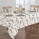 Holiday Tree Trimmings Wrinkle Resistant Fabric Tablecloth  Christmas  52 x70   