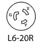 Leviton 2320 Nema L6-20r 20 Amp 250 Volt Flush Mount Locking Receptacle