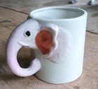 Vintage 1970s Mug Pink Elephant Animal Gift Planter 6 Oz  Trunk Handle