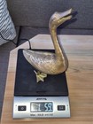 Vintage Brass Goose Letter  Photo Holder Desk Accessory 9  Tall Webbed Feet 