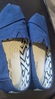 Toms Women   s Blue Canvas Slip-on Flats Closed Toe Logo Us 7 W