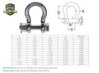 Marine Stainless Steel T316 Mil Spec Bolt Pin Anchor Shackle